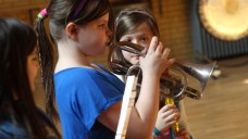 A young cornet player performs at Music Maze A young cornet player performs at Music Maze