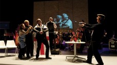 Music Theatre Wales' Greek on-stage Music Theatre Wales' Greek on-stage