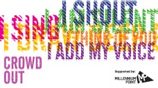 Crowd Out promotional artwork with MP logo Crowd Out promotional artwork with MP logo