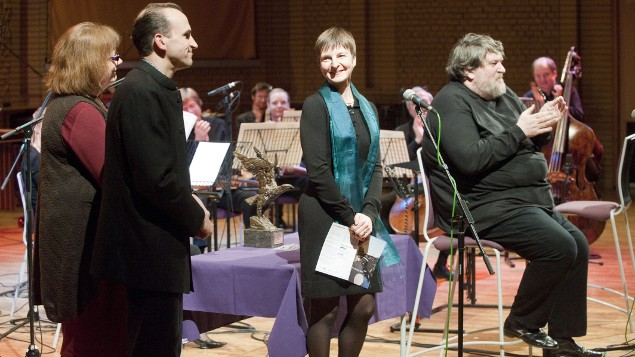 Stephen and Jackie Newbould receiving the Leslie Boosey Award for BCMG Artistic Director & Executive Producer – for BCMG’s contribution to British contemporary music Stephen and Jackie Newbould receiving the Leslie Boosey Award for BCMG Artistic Director & Executive Producer – for BCMG’s contribution to British contemporary music