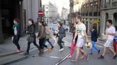 A Folded Path participants carrying speakers A Folded Path participants carrying speakers