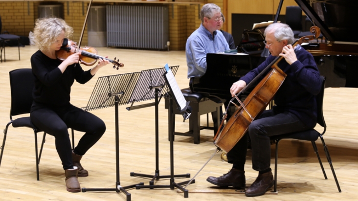 BCMG players rehearsing Ives' Trio BCMG players rehearsing Ives' Trio
