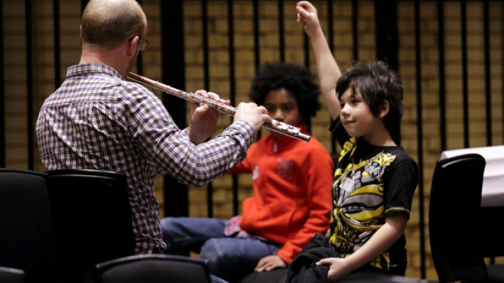 Participants at a Music Maze with flautist Tony Robb Participants at a Music Maze with flautist Tony Robb